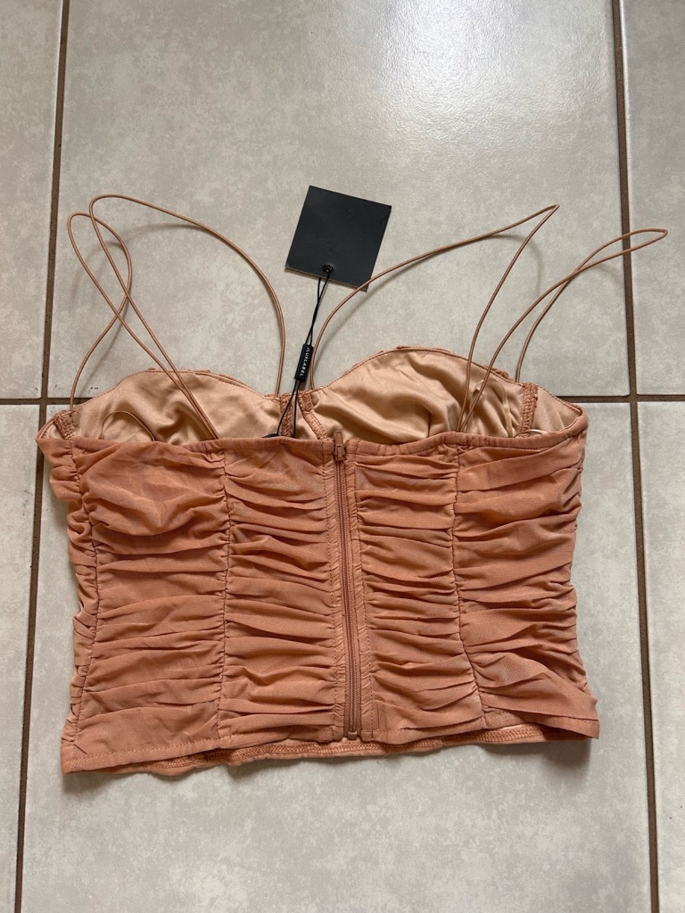 Jluxlable Beige Lined Polyester Bustier Top - Picture 4 of 6